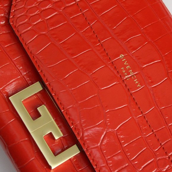 Givenchy Eden Top Handle Bag Crocodile Embossed Leather Mini Red - Picture 4 of 12